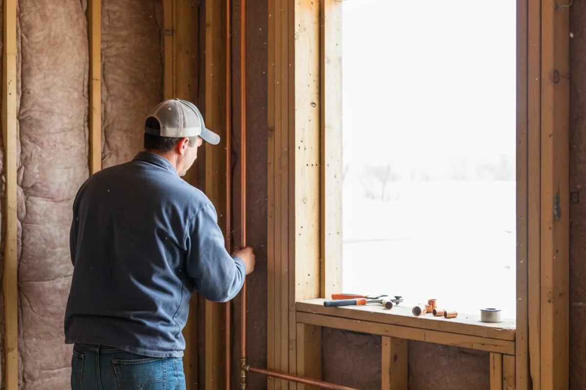 Licensed plumber running new copper supply lines in a Mesquite home