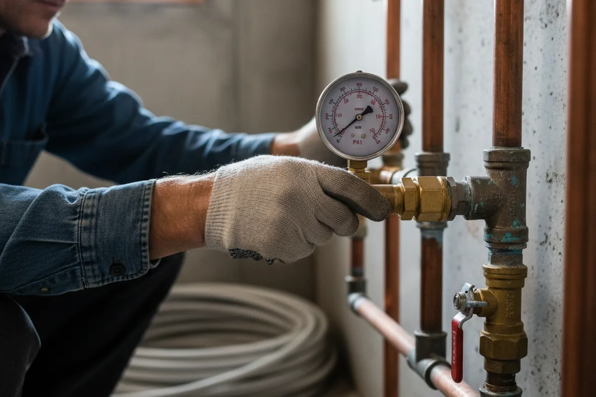 Pressure testing a repaired line during Water Line Repair in Mesquite